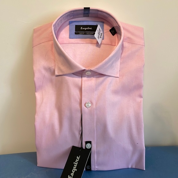 esquire dress shirt Esquire Mens Warehouse Blue Stripe Slim Fit Dress Shirt 14.5 32/33 (New)